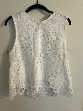 White Lace Eyelet Sleeveless Camisole Top